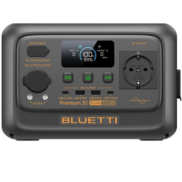 Зарядна станція Bluetti Premium 30 V2, 600W, 320Wh