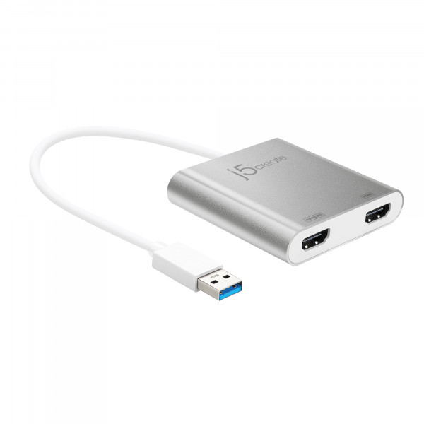 Адаптер J5create USB-A - 2 HDMI (M/F), Silver (JUA365-N)