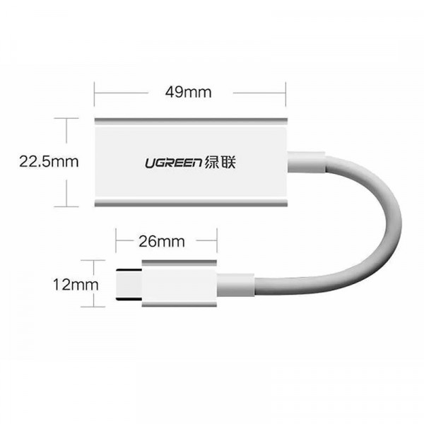 Адаптер Ugreen MM130 DisplayPort - USB Type-C (F/M), Gray (40372)