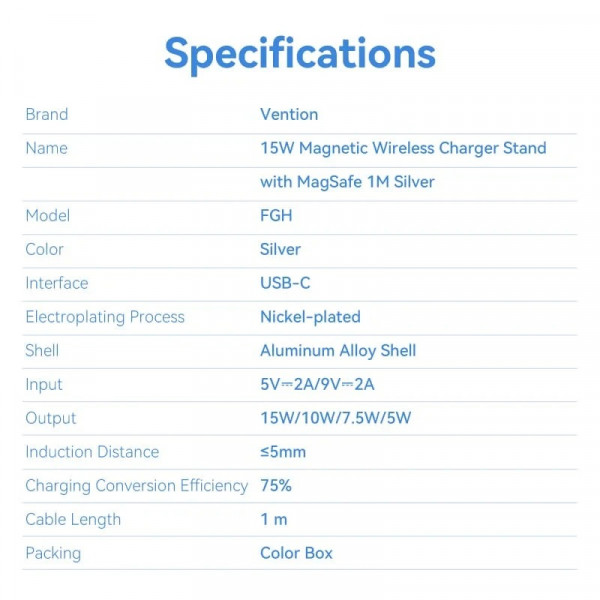 Бездротовий зарядний пристрій Vention 15W Magsafe (FGHIF)