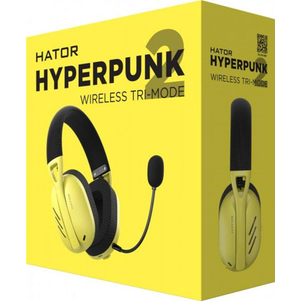 Bluetooth-гарнiтура Hator Hyperpunk 2 Wireless Tri-mode Black/Yellow (HTA-857)