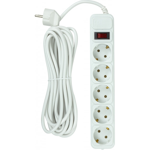 Фільтр живлення PowerPlant JY-1056/5B 5 розеток, 5м 100% медь, White (EX610587)