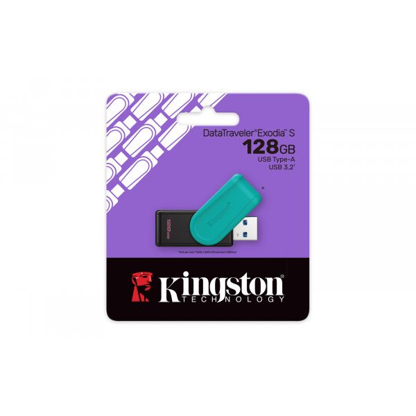Флеш-накопичувач USB3.2 128GB Kingston DataTraveler Exodia S Black/Green (DTXS/128GB)