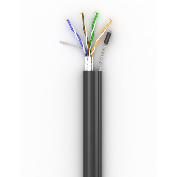 Кабель для зовнішнього прокладання FTP 5е OK-Net КППЕт-ВП (100) 4х2х0.51 бухта 305м з тросом