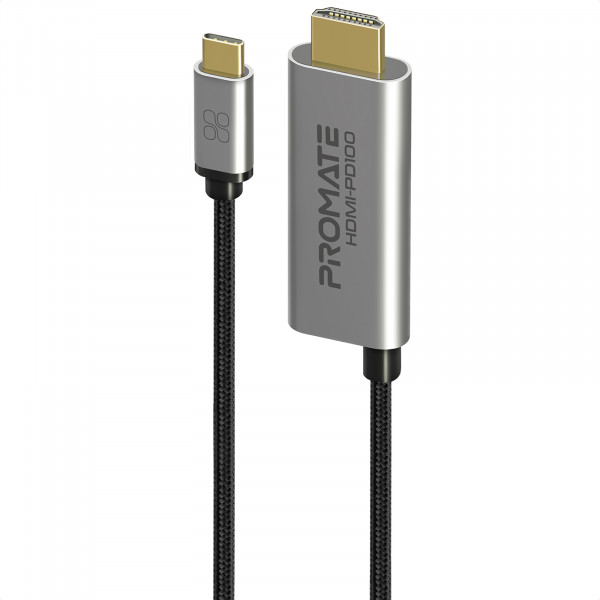 Кабель Promate USB Type-C - HDMI V 2.0 (M/M), 1.8 м, HDMI-PD100 Grey (hdmi-pd100.grey)