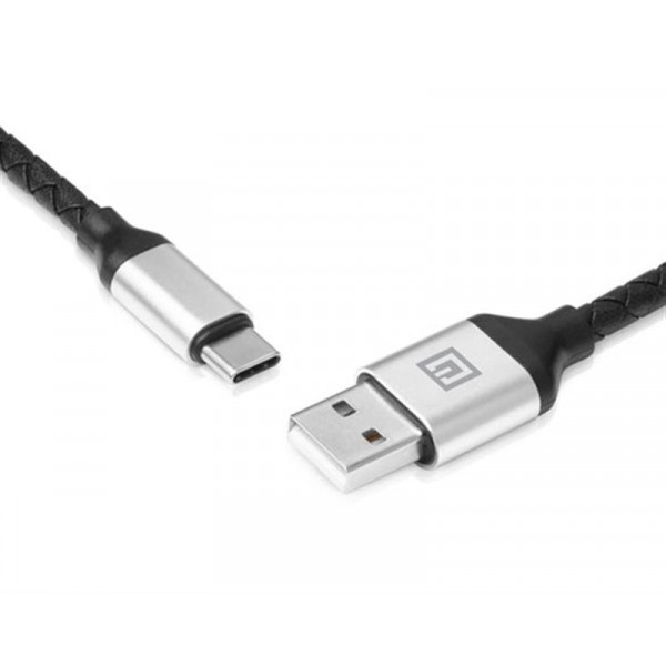 Кабель REAL-EL Premium Leather USB - USB Type-C (M/M), 1 м, Black (EL123500049)