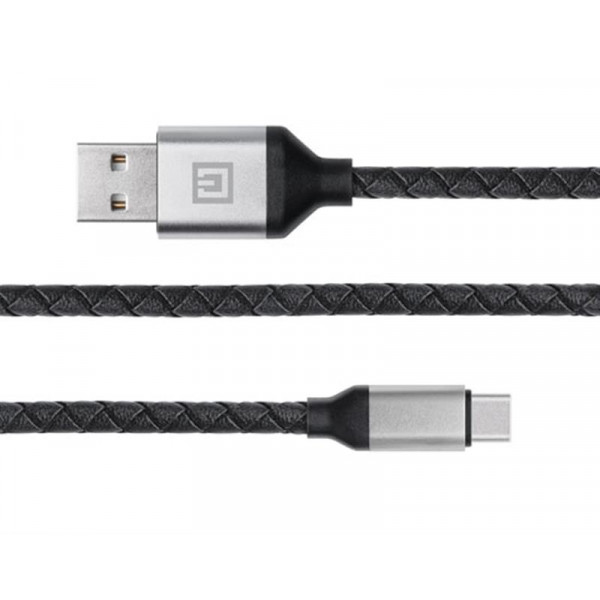 Кабель REAL-EL Premium Leather USB - USB Type-C (M/M), 1 м, Black (EL123500049)