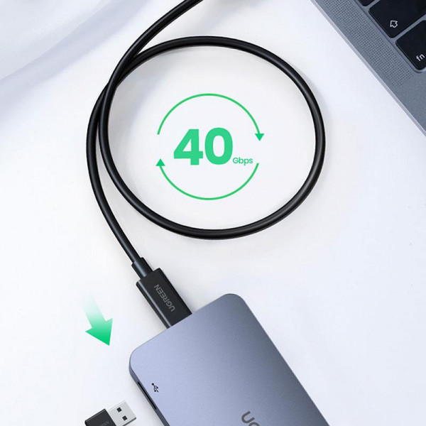 Кабель Ugreen US501 USB Type-C - USB Type-C (M/M), 0.8 м, Black (30389)