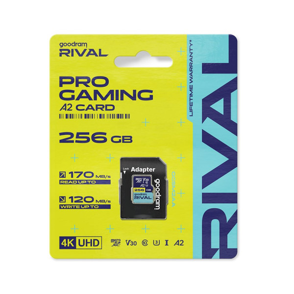 Карта пам`яті MicroSDXC 256GB UHS-I/U3 Class 10 Goodram RIVAL M2AA R170/W120MB/s + SD-adapter (GGSM2AA-2560R12)