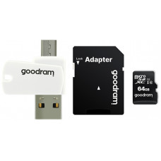 Карта пам`ятi MicroSDXC 64GB UHS-I Class 10 Goodram + SD-adapter + OTG Card reader (M1A4-0640R12)