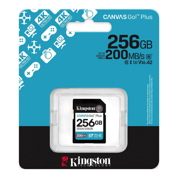 Карта пам`ятi SDXC 256GB UHS-I/U3 Class 10 Kingston Canvas Go! Plus R200/W160MB/s (SDG4/256GB)