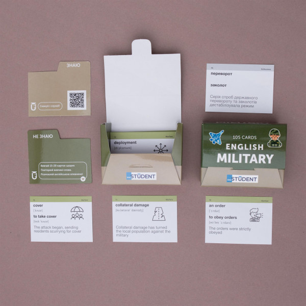 Картки для вивчення англійської мови English Student. Military English
