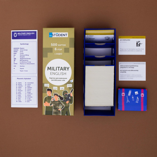 Картки для вивчення англійської мови English Student. Military English (500 карток)