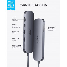 Концентратор Anker USB-C Hub 7-in-1 Black (A83D2HA1)