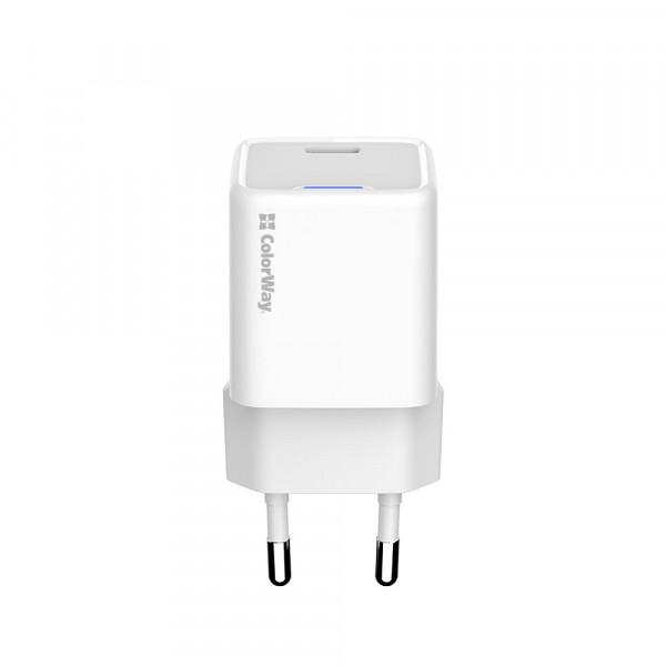 Мережевий зарядний пристрій ColorWay GaN Mini 25W PD Port PPS USB-C White (CW-CHS052PD-WT)