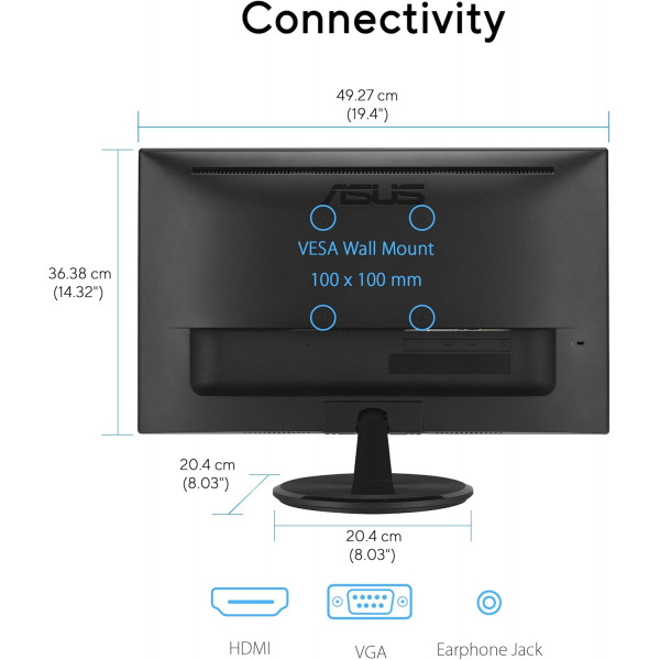Монітор Asus 21.45" VP227HF (90LM0880-B01O71) VA Black 100Hz