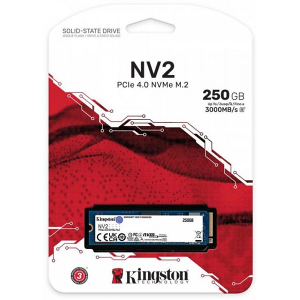 Накопичувач SSD 250GB M.2 NVMe Kingston NV2 M.2 2280 PCIe Gen4.0 x4 (SNV2S/250G)