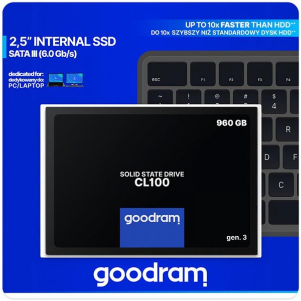 Накопичувач SSD 960GB Goodram CL100 GEN.3 2.5" SATAIII 3D TLC (SSDPR-CL100-960-G3)