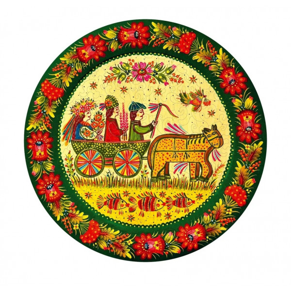 Пазл дерев`яний UkrainianPuzzles Петриківське весілля