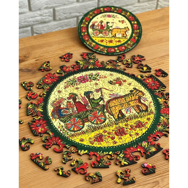 Пазл дерев`яний UkrainianPuzzles Петриківське весілля
