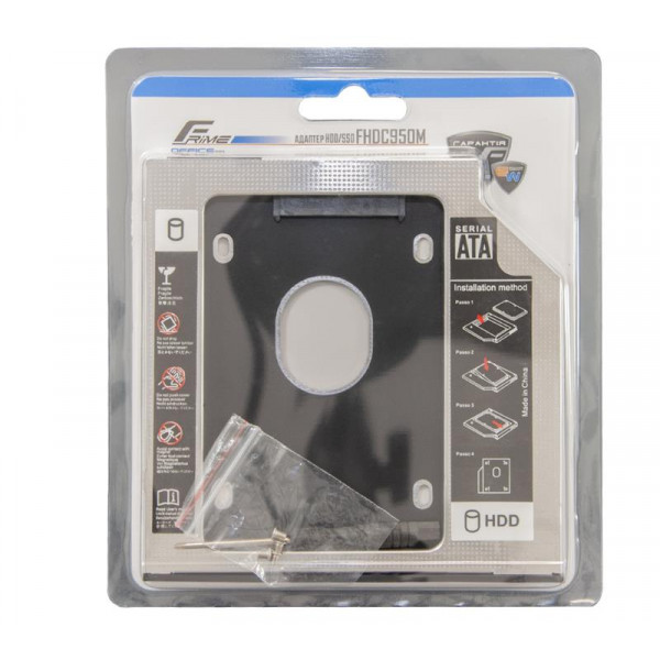 Перехідник Frime для установки 2.5" SSD/HDD у відсік приводу 9.5мм Black/Silver (FHDC950M)