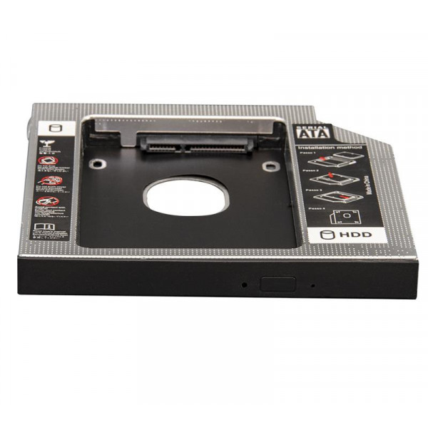 Перехідник Frime для установки 2.5" SSD/HDD у відсік приводу 9.5мм Black/Silver (FHDC950M)