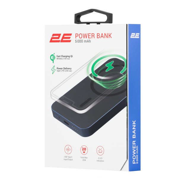 Універсальна мобільна батарея 2E Wireless QI 5000mAh Blue (2E-PB0545-BLUE)