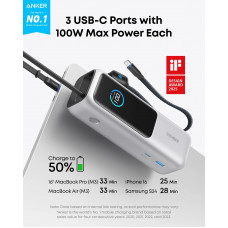 Універсальна мобільна батарея Anker 25000mAh 165W Silver (A1695H41)