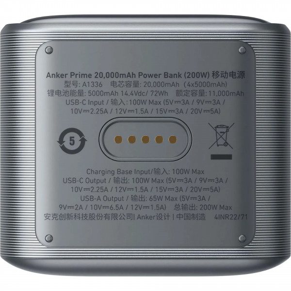 Універсальна мобільна батарея Anker Prime 20000mAh 200W Black (A1336011)