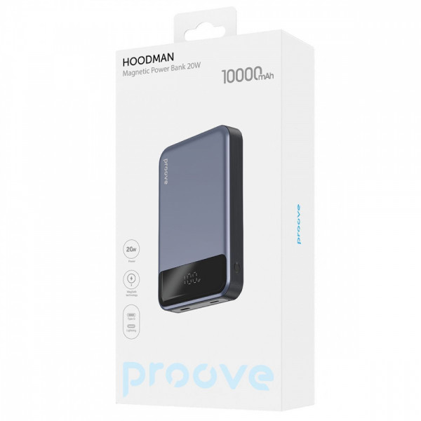 Універсальна мобільна батарея Proove Hoodman Magnetic 20W 10000mAh Gray (PBH120010003)