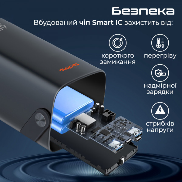 Універсальна мобільна батарея Techno 80000mAh PD 65W QC 3.0 Black (powerbank-80)