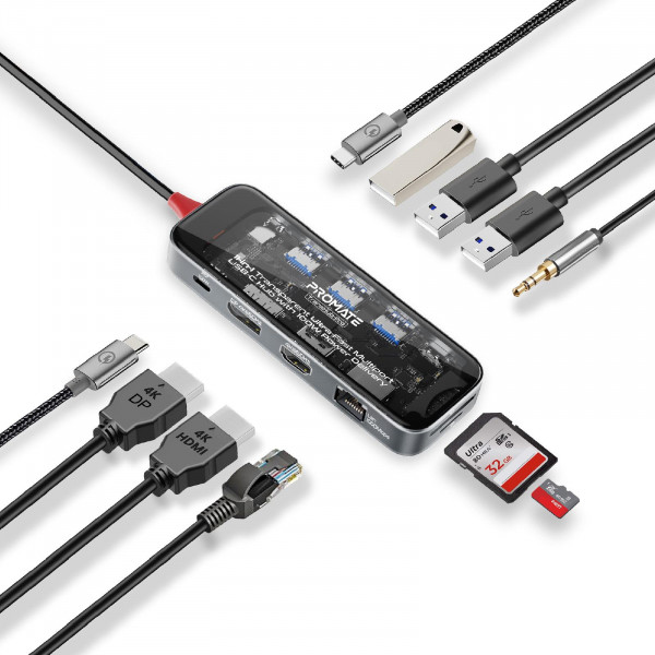 USB-хаб Promate TransHub-Pro USB Type-C Grey