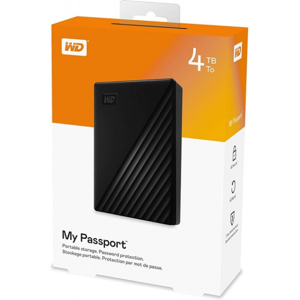 Зовнішній жорсткий диск 2.5" USB 4.0TB WD My Passport Black (WDBPKJ0040BBK-WESN)_Bulk