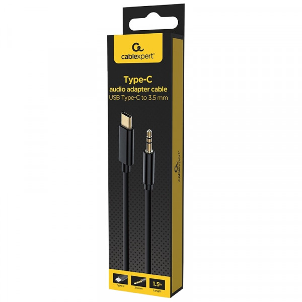 Адаптер Cablexpert USB Type-C - 3.5 мм (M/M), 1.5 м, Black (CCA-CM3.5M-1.5M)