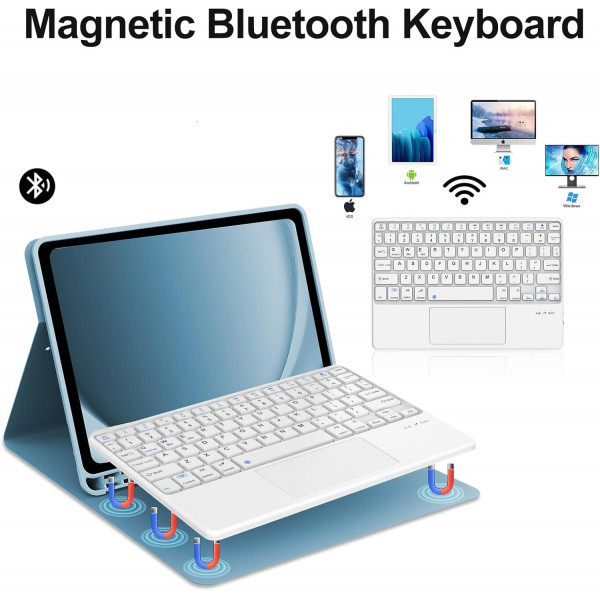 Чохол з бездротовою клавіатурою (TouchPad) BeCover для Apple iPad Air 11 (2024/2025) Light Blue (712598)