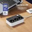 Фільтр живлення ColorWay CW-CHE36PDB 20W (3 USB-A + 3 TYPE-C) 3 розетки, 6 USB, 2 м, чорний