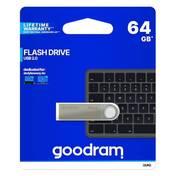 Флеш-накопичувач USB2.0 64GB Goodram UUN2 (Unity) Silver (UUN2-0640S0R11)