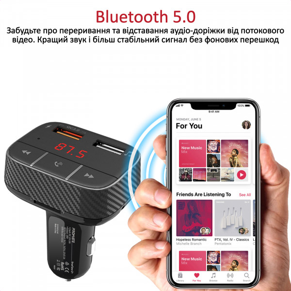 FM-трансмітер Promate SmarTune-2+ Black