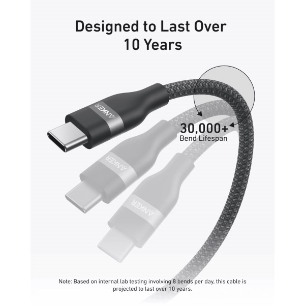 Кабель Anker Upcycled-Braided USB-C - USB-C (M/M), 240W, 0.9 м, Black (A82E2H11)
