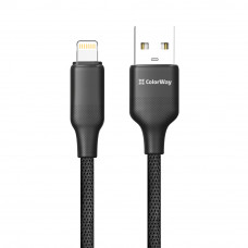 Кабель ColorWay USB - Lightning (M/M), TPE embossed, 3А, 2 м, Black (CW-CBUL102-BK)