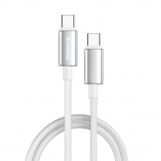 Кабель ColorWay USB Type-C - USB Type-C (M/M), zinc alloy braided, 5А, 1 м, White (CW-CBPDCC098-WT)