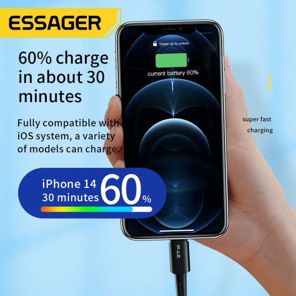 Кабель Essager Sunset USB Type-C - Ligthning (M/M), 20W, 1 м Black (EXCTL-CG01)