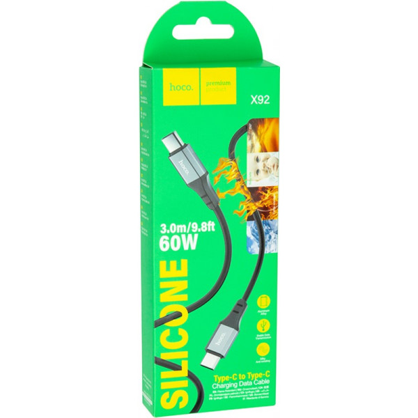 Кабель Hoco X92 USB Type-C - USB Type-C (M/M), 60W, 3м, Black (CA913930)