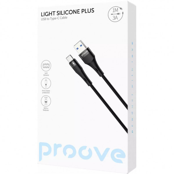 Кабель Proove Light Silicone Plus USB-A to USB Type-C 60W 1 м, Black (CCLS15001201)