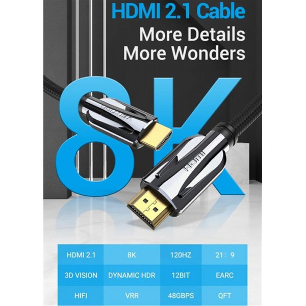 Кабель Vention HDMI - HDMI v.2.1 (M/M), 1.5 м, Black (AALBG)