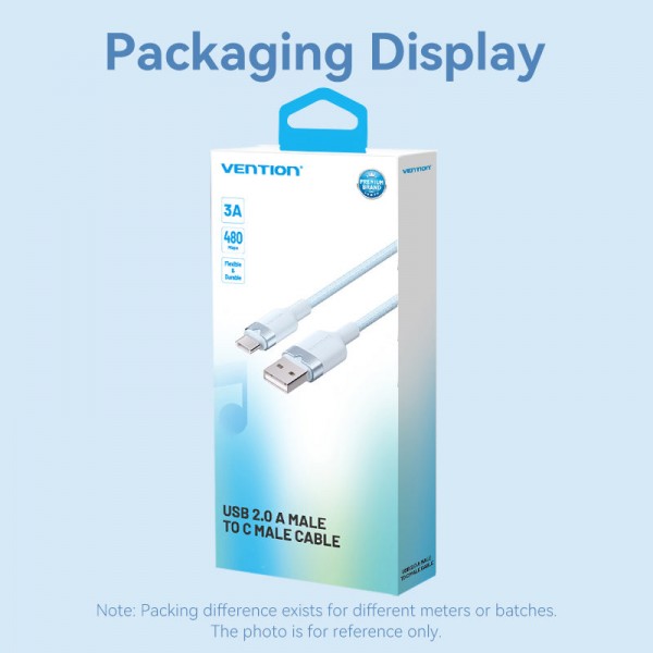 Кабель Vention USB - USB Type-C (M/M), 60W, 3A, 2 м, White (CTNWH)