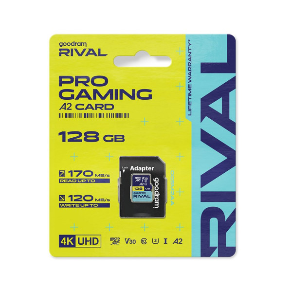 Карта пам`яті MicroSDXC 128GB UHS-I/U3 Class 10 Goodram RIVAL M2AA R170/W120MB/s + SD-adapter (GGSM2AA-1280R12)