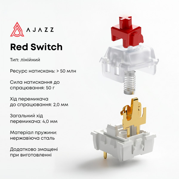 Клавіатура Ajazz AK820 Red Switch White USB-C (AK820-R-W)