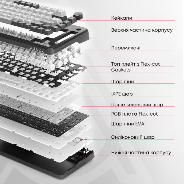 Клавіатура Ajazz AK820 Red Switch White USB-C (AK820-R-W)