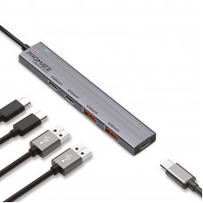 Концентратор USB Type-C Promate LiteHub-Pro 4 in 1 Grey (litehub-pro)